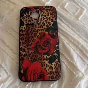 Leopard and Rose Pattern Phone Case